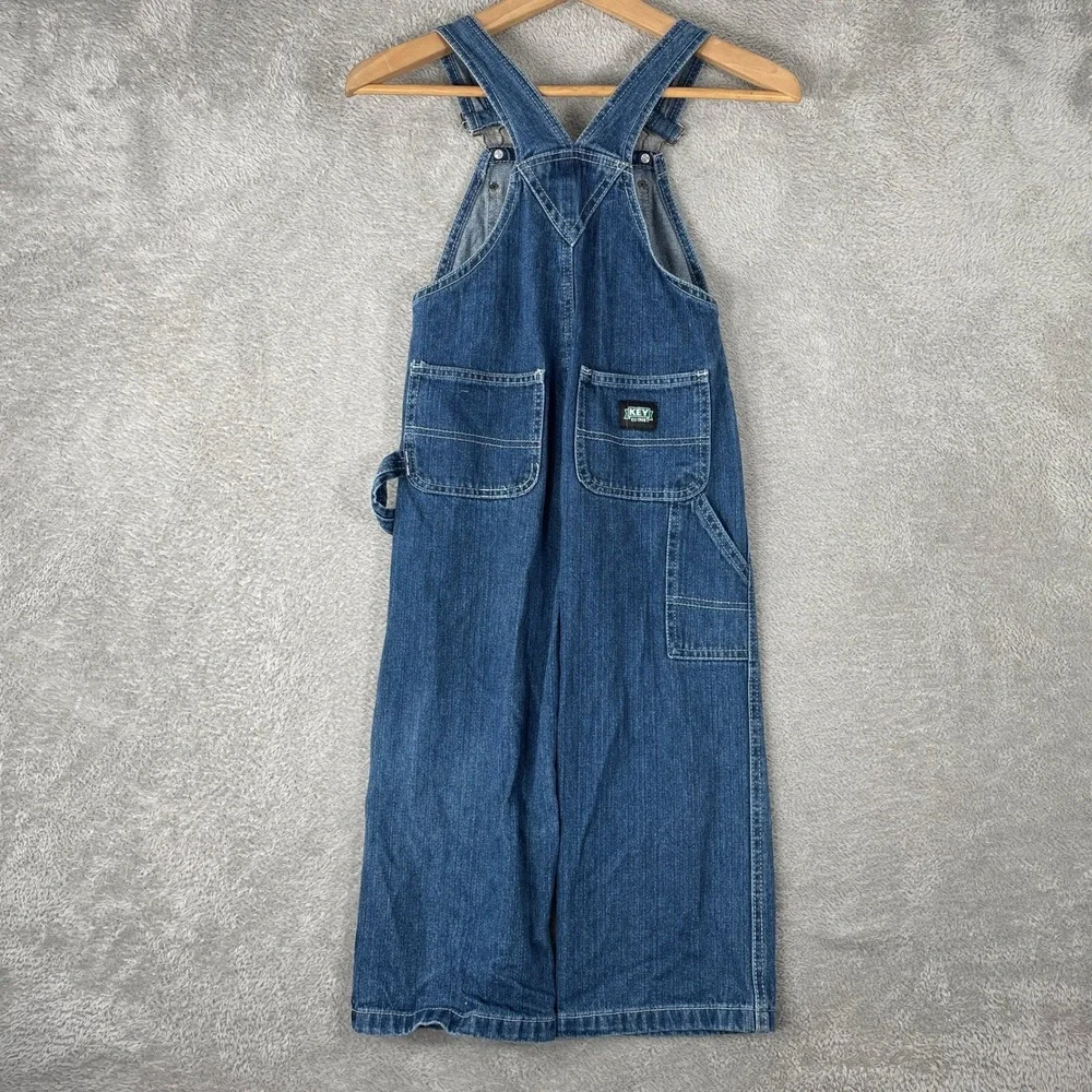Key Denim Overalls Kids Size 5 Blue Cotton Workwear Utility Carpenter Bibs